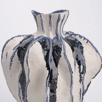Moban celadon handmade ceramic vase with glass surface in blue and white sanitary ware colour
