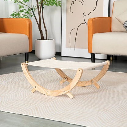 Solid wood cat shaker hammock bed measuring 55cm with foldable frame