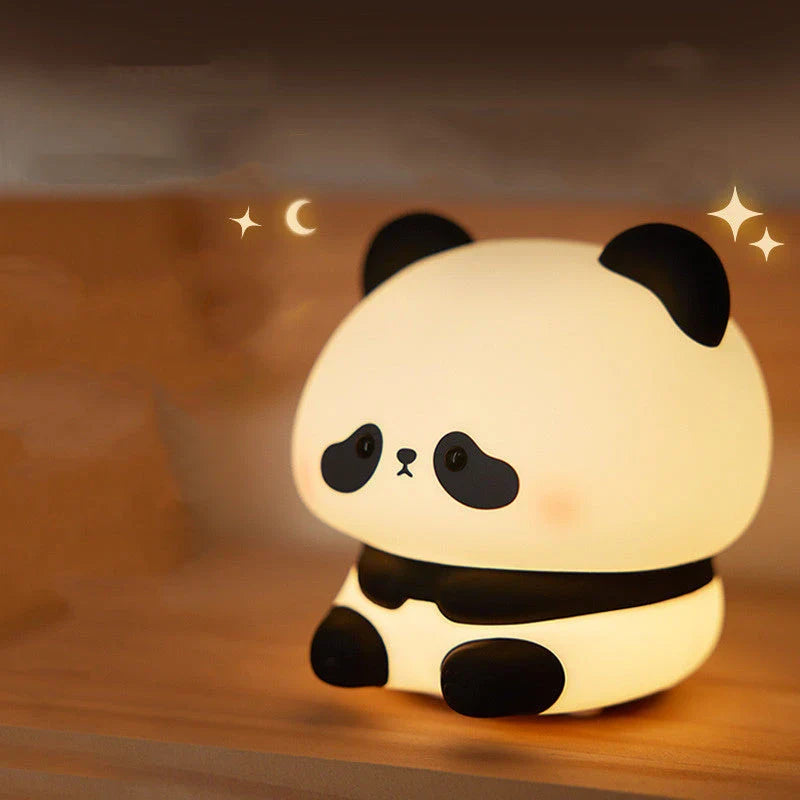Adorable panda night light with soft, adjustable glow and rechargeable design