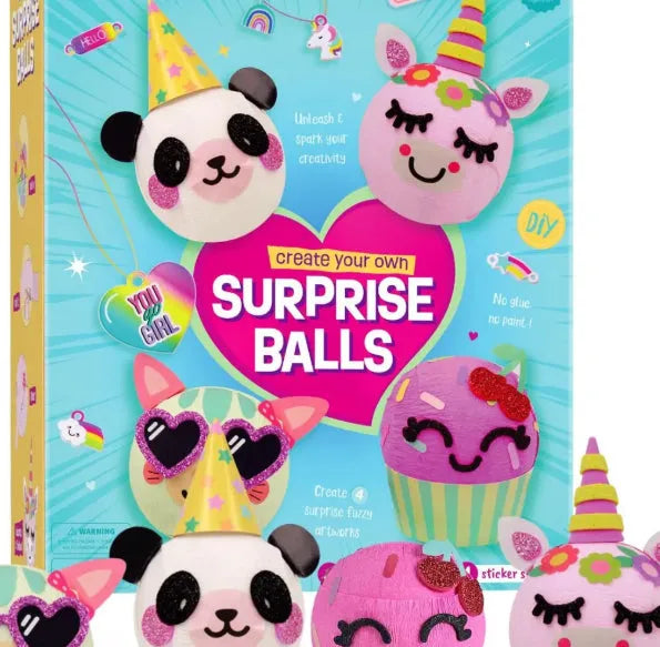 DIY children's educational craft kit with five set styles for ages 6+, including animal pom-pom and glow-in-the-dark fluid stone sets.