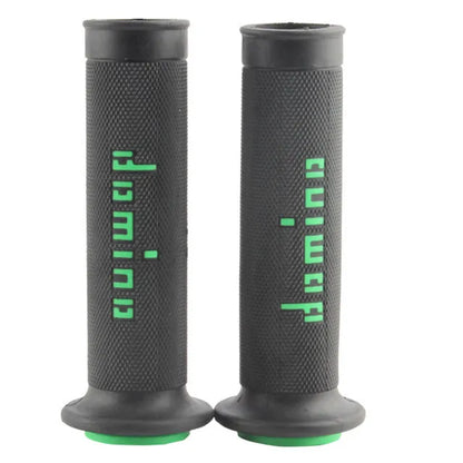 Pair of non-slip rubber motorcycle handle grips for 22mm or 24mm bars in multiple colour options.