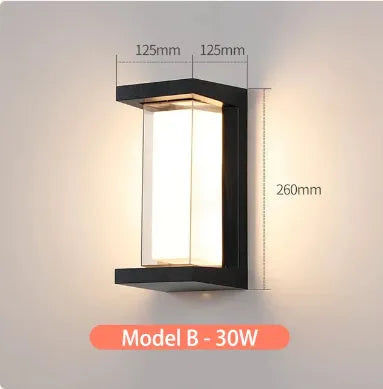 White IP65 waterproof outdoor wall lamp with acrylic shade and optional motion sensor for garden security.