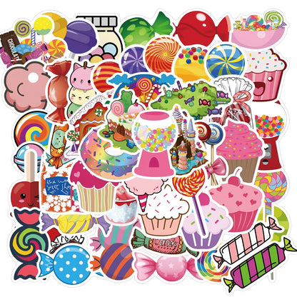 Candy series graffiti colour sticker pack with 50 colourful cartoon adhesive stickers
