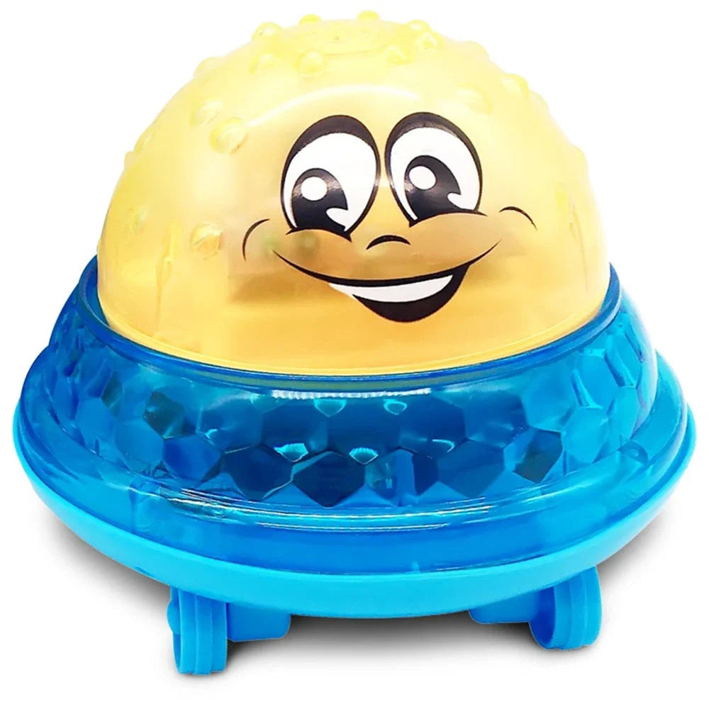 Colorful spray water fountain toy with rotating water display, perfect for toddlers' bath time fun