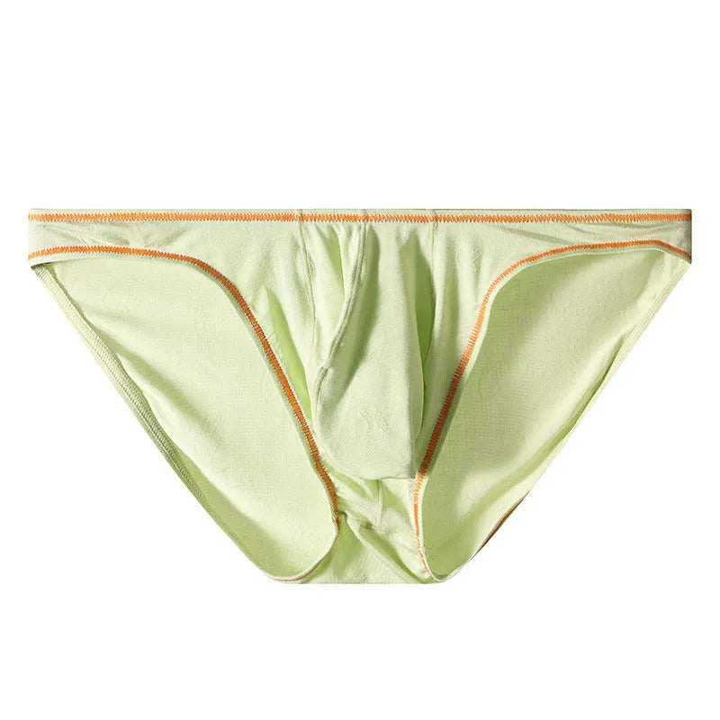 Men's ice silk modal underwear with butt-lift design shown in multiple colour options