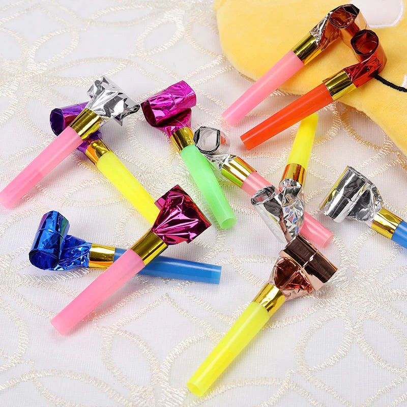 Colourful dragon-themed plastic hammers or sticks, perfect as party favours for children's events and celebrations