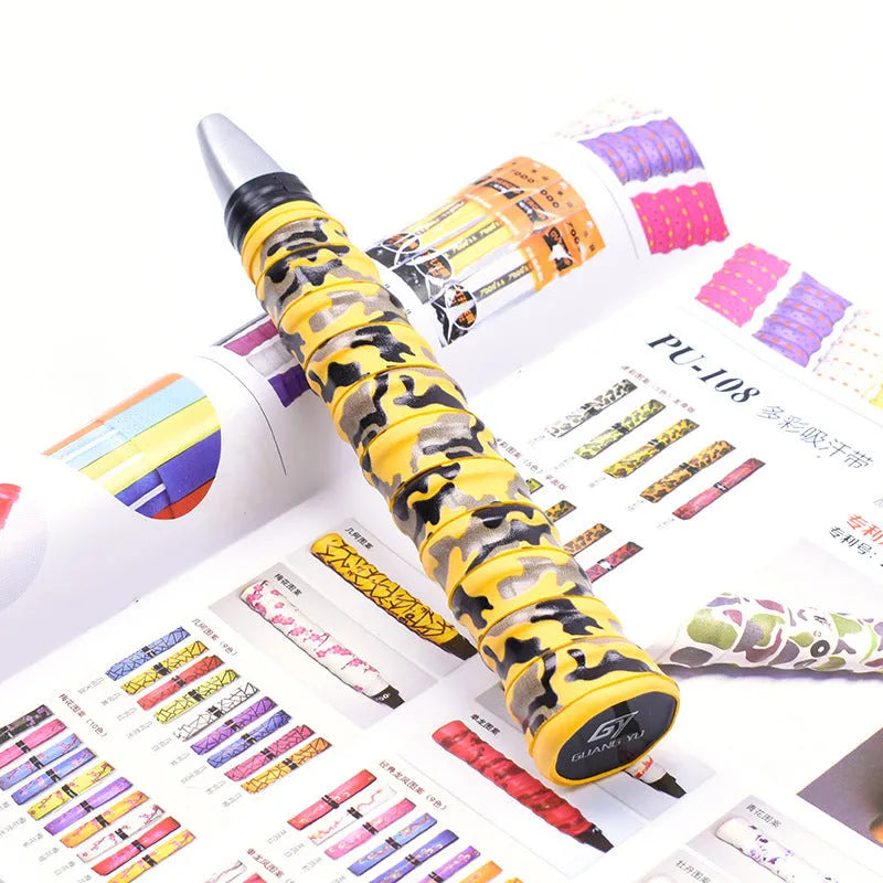 Roll of PU camouflage print grip tape for badminton rackets and fishing rods in multiple colour options.