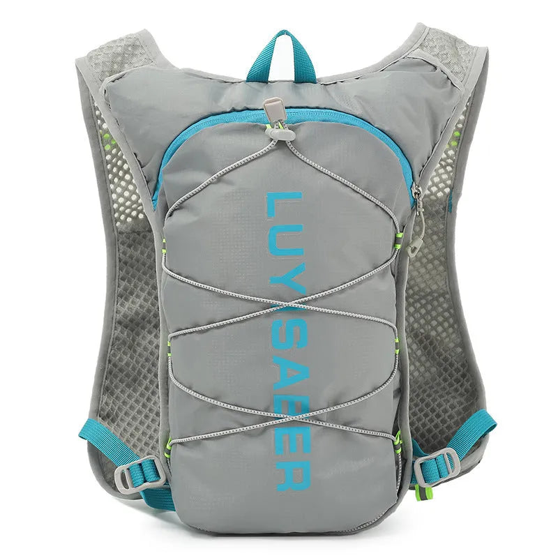 Multifunctional nylon running backpack with reflective strips, shown in one of six colour options.
