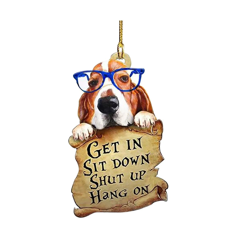 Car Dog Pendant Acrylic Cartoon Simulated Animal Hanging Ornament 8x10cm for Car Key Backpack Decoration in A07 and A010 Colours