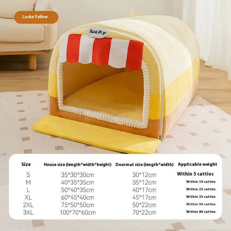 Painted fabric dog bed with sponge cushion in Loomi Brown-Coffee colour, shown in Large 50x40x35cm size.