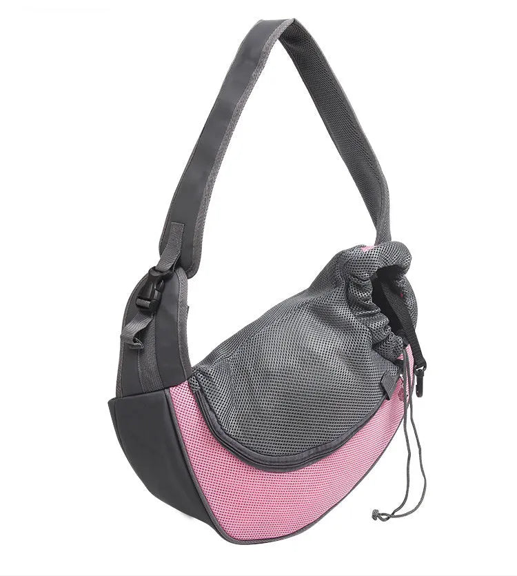 Mesh pet carrier sling bag for small dogs and cats in various colours with single shoulder strap