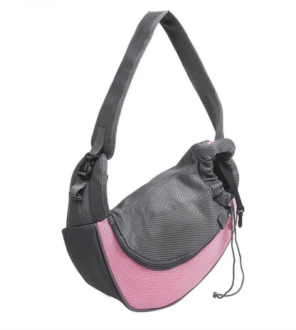 Mesh pet carrier sling bag for small dogs and cats in various colours with single shoulder strap