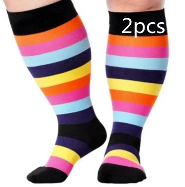 Premium plus size compression socks with breathable bamboo fibers, innovative compression technology, and stylish designs for active lifestyles