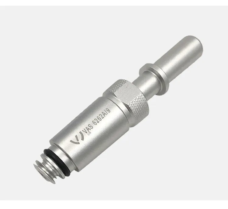 Silver metal transmission refuelling joint tool for manual transmission fluid transfer with VAS6262-9 compatibility
