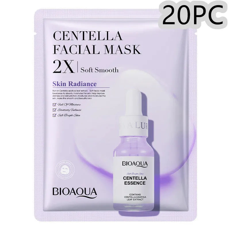 White collagen and hyaluronic acid facial sheet mask in 30g gel format on skin