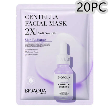 White collagen and hyaluronic acid facial sheet mask in 30g gel format on skin