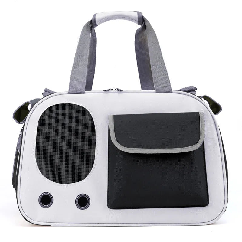 Portable foldable canvas pet bag in yellow, green, and black colour options