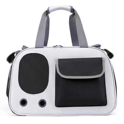 Portable foldable canvas pet bag in yellow, green, and black colour options