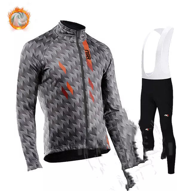 Winter cycling jersey with moisture-wicking technology and memory fabric for cold weather rides