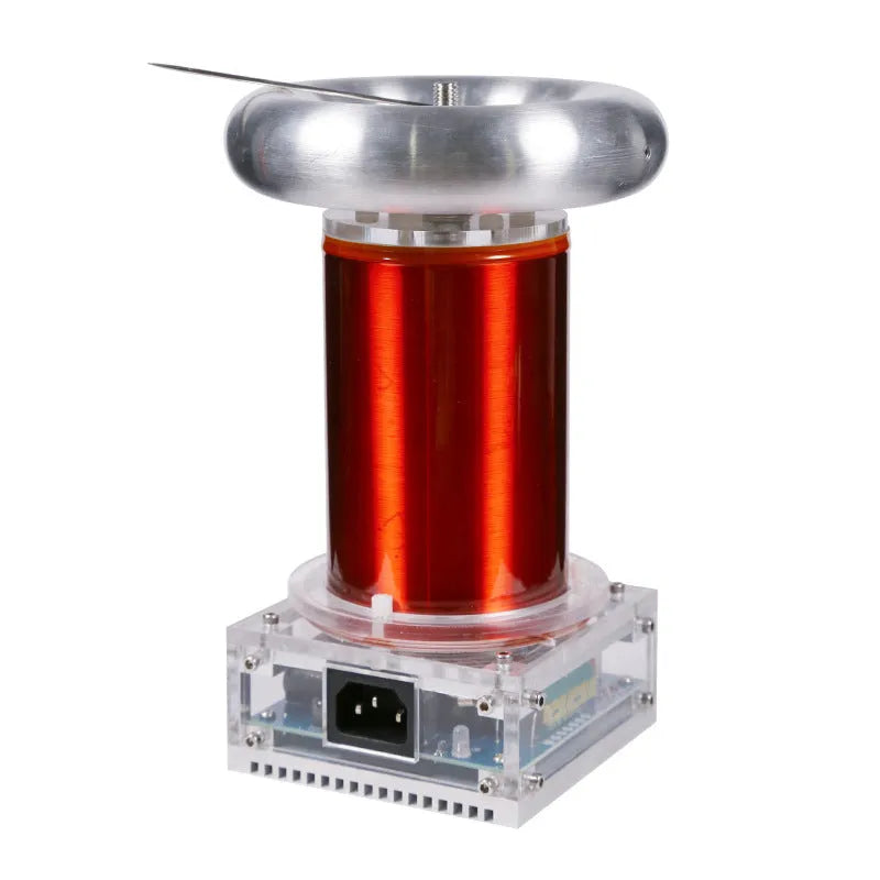 Tesla coil driver board electronics unit with connections for power, audio, and controller
