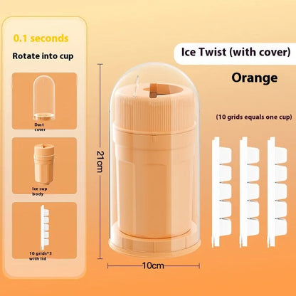 Twist-release ice cube tray with sealing lid in green, peach, or white colour options
