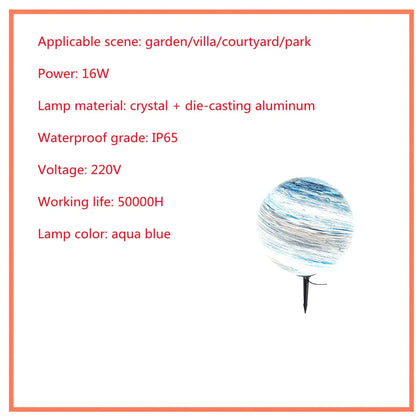 Solar lawn lamp in garden setting showing waterproof construction and LED illumination
