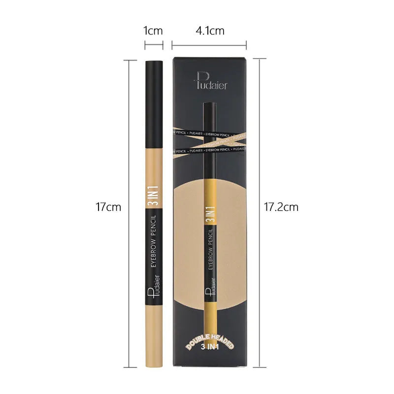 Eyebrow pencil waterproof three-in-one double-headed triangle makeup with eyebrow powder, available in six colour styles 01 to 06 for natural brow definition and waterproof wear, includes one pencil per pack