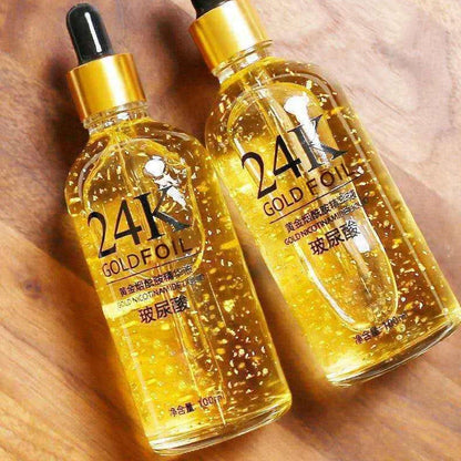 24K nicotinamide facial essence bottle with hyaluronic acid and ginseng extract, 100g content