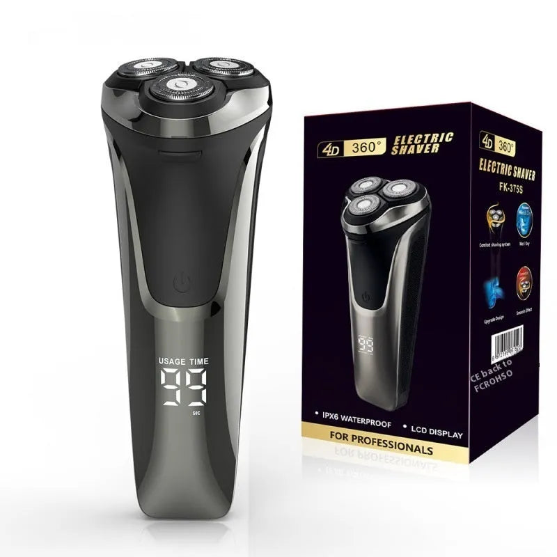 Gun colour floating head USB rechargeable electric shaver with digital display