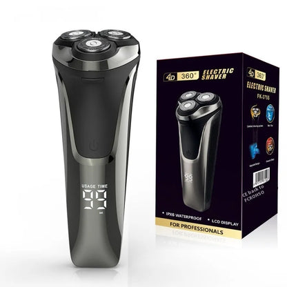 Gun colour floating head USB rechargeable electric shaver with digital display
