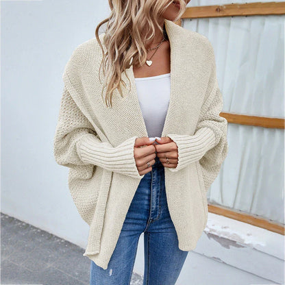 Stylish loose knit sweater jacket with bat wing sleeves in various colors