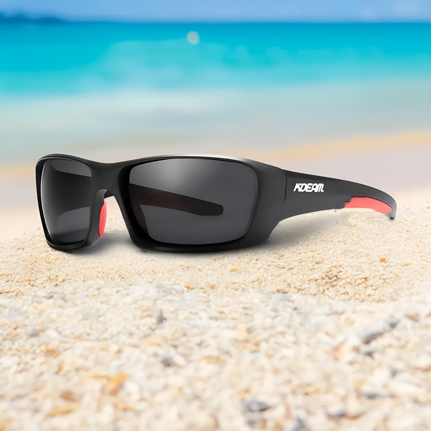 Ultralight polarised sports sunglasses with TR90 frame and silicone nose pad in one of eight available colours.