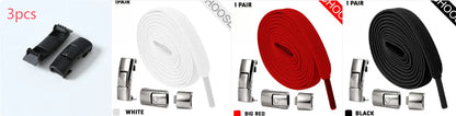 Press lock elastic shoelace with 8mm widened flat profile in assorted colours.