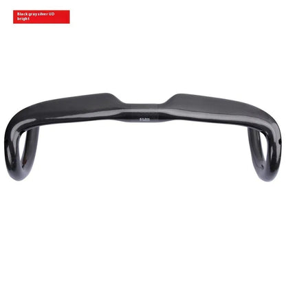 Road bicycle carbon fibre drop handlebar in black, grey, and silver UD finish showing 400mm, 420mm, and 440mm size options.