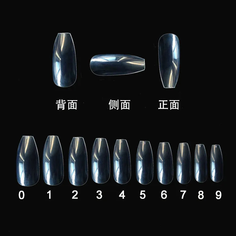 500 transparent natural ABS false nails in 10 sizes for professional and home nail applications
