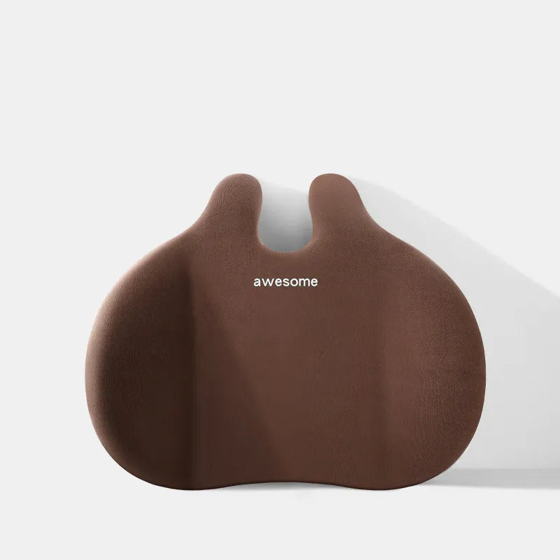 Car headrest and lumbar support pillow set in fabric with cotton filling.
