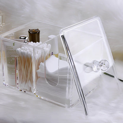 Yajule transparent acrylic cosmetic storage box with dustproof cover and adjustable compartments