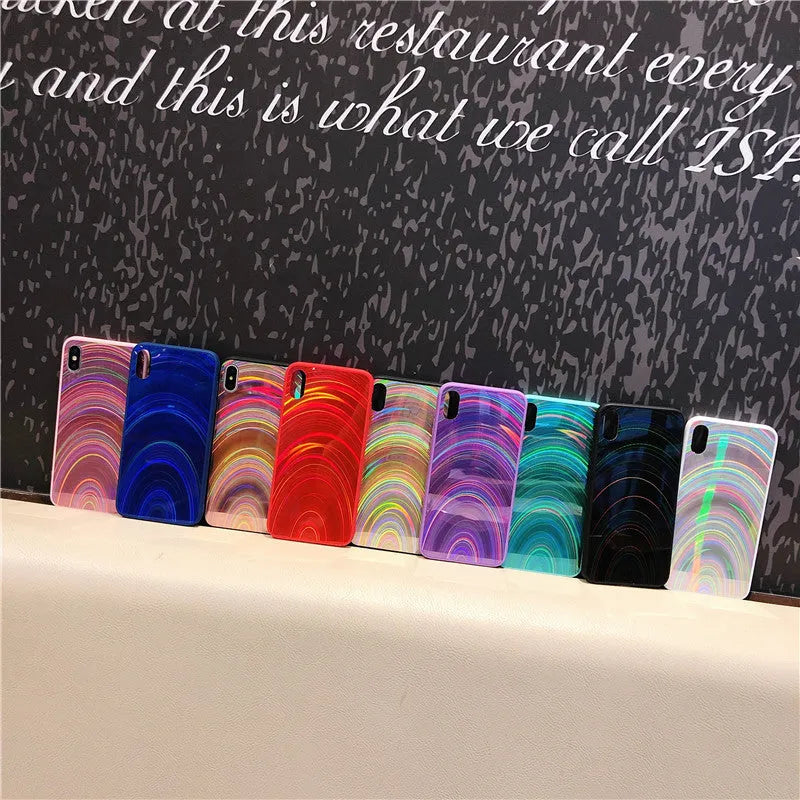 Rainbow mirror glitter phone case with slim-fit TPU PC acrylic back cover and precise cutouts
