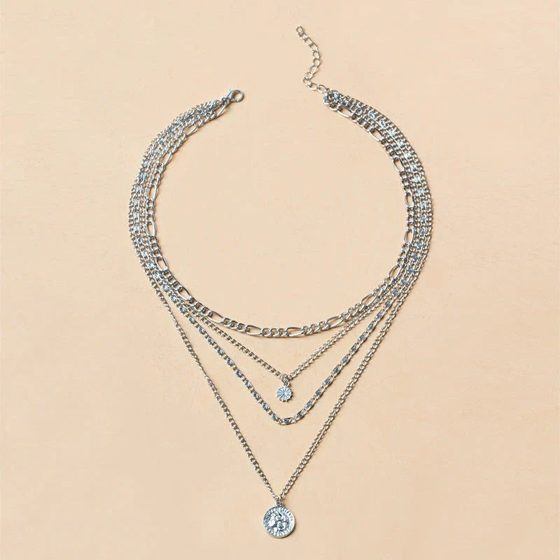 Layered gold coin necklace with delicate chain, chic and durable jewelry gift for women