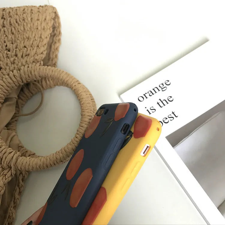 Orange silicone phone case for iPhone with all-inclusive soft shell design