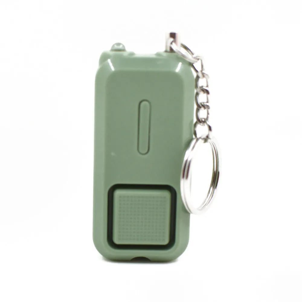 Compact personal safety alarm in five colour options showing 65x30x12mm dimensions