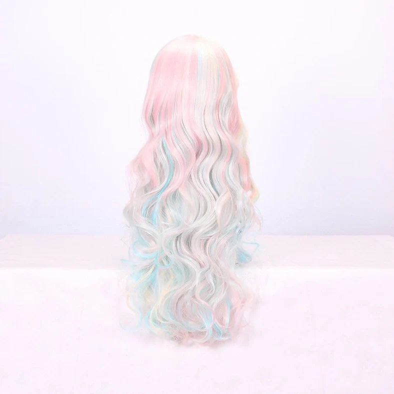 Double ponytail long curly wig with 45cm length and heat-resistant fibres for face shape modification