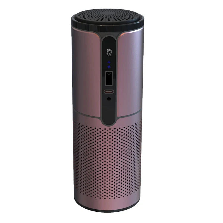 Compact car air purifier with HEPA technology in various colours