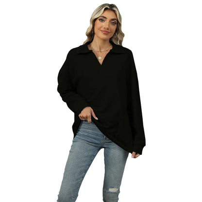 Stylish V-neck Lapel Sweatshirt for Women in various colours