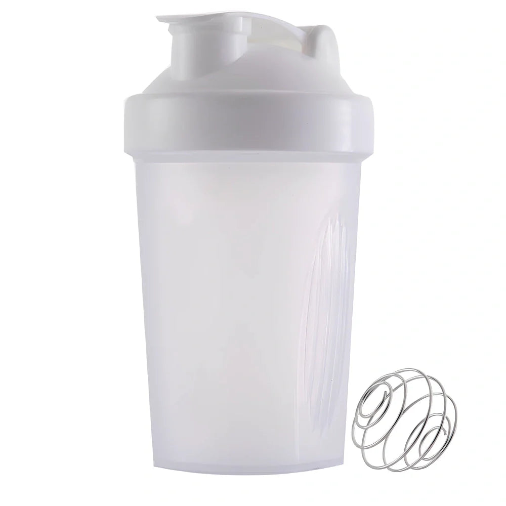 400ml sport shaker bottle with screw cap and stainless steel mixing ball inside