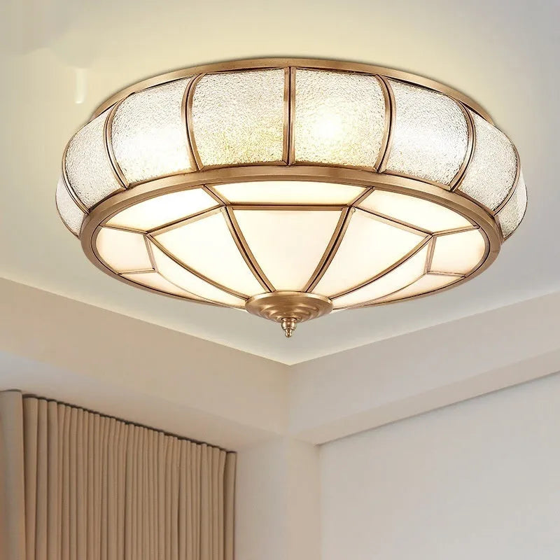 Copper wall lamp for bedroom corridor balcony, 220V tri colour light, 35cm or 45cm head diameter