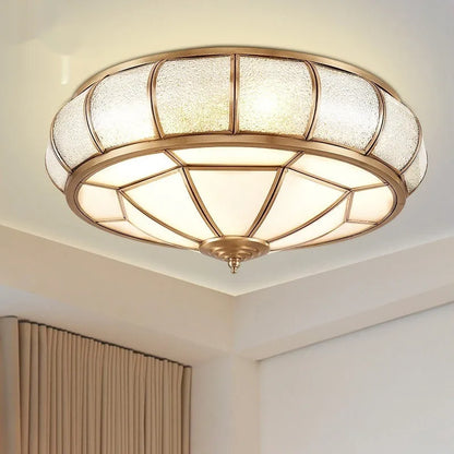 Copper wall lamp for bedroom corridor balcony, 220V tri colour light, 35cm or 45cm head diameter