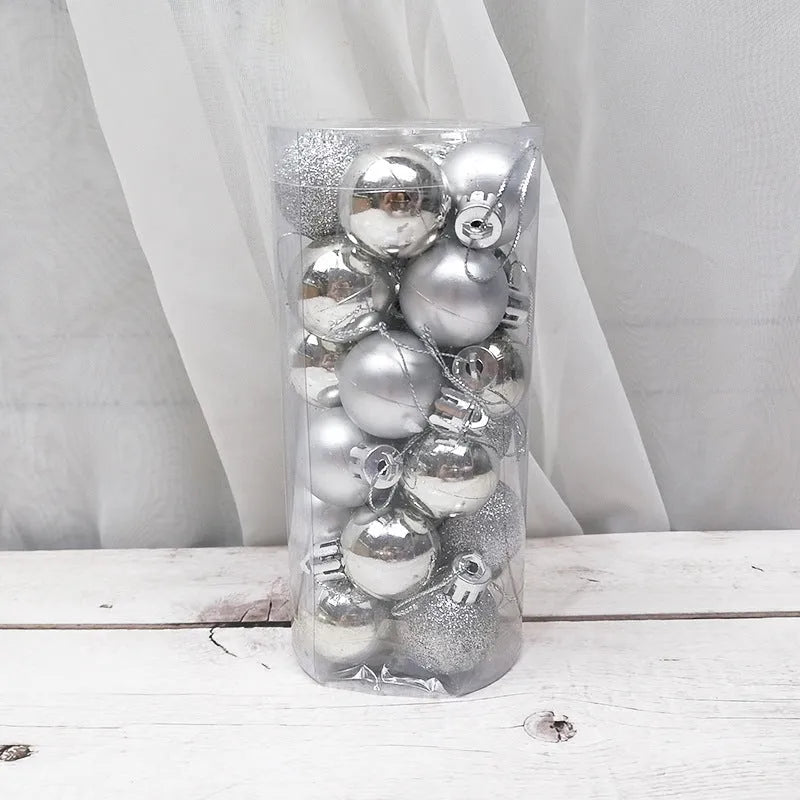 3cm diameter electroplated Christmas baubles in various metallic colours including gold, red and silver