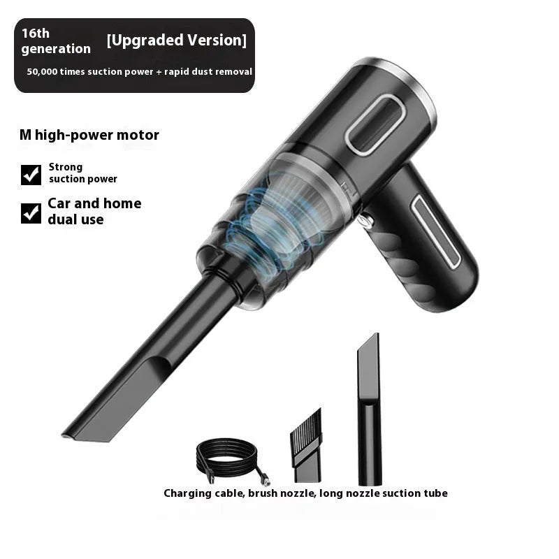Black and green portable USB dust collector for car and home use with low 36-45dB noise operation