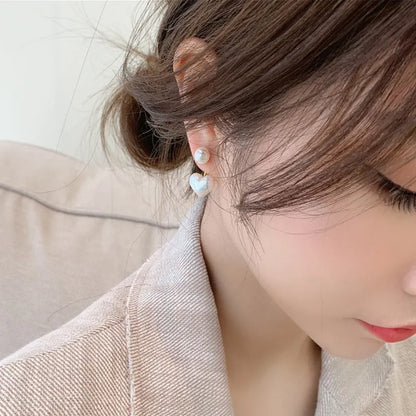 Heart-shaped stud earrings with electroplated alloy setting and inlaid artificial gems in Korean women's jewellery style